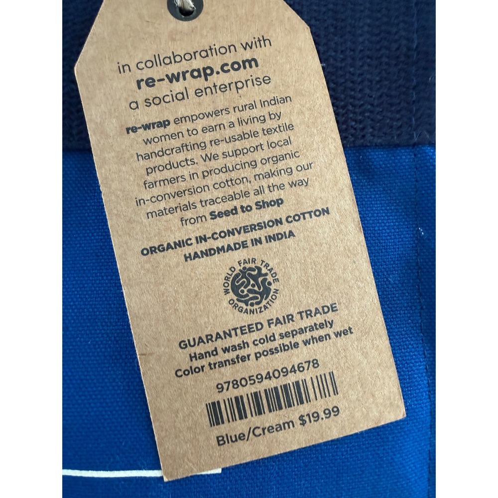 NWT Barns & Noble A BAG of BOOKS Canvas Tote Bag Book Bag Blue With Handles - Picture 6 of 13